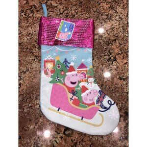 Peppa Pig Christmas Holiday Stocking Sledding 15" x 7" New With Tags.